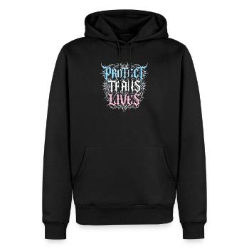 Pride Month LGBTQ – Schütze trans Leben - Männer Premium Bio Hoodie - Schwarz - Vorne - Nico (187cm)