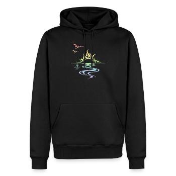 Coucher de soleil - Sweat à capuche Premium bio Homme - noir - Devant - Nico (187cm)