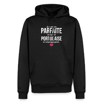 Je Ne Suis Pas Parfaite Mais Je Suis Portugaise... - Sweat à capuche Premium bio Homme - noir - Devant - Nico (187cm)