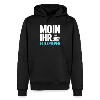 Moin Ihr Flitzpiepen Norddeutsch Hamburg Büro Moin - Männer Premium Bio Hoodie - Schwarz - Vorne - Nico (187cm)