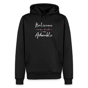 Italienne Un Peu Chiante Mais Adorable T-Shirt ... - Sweat à capuche Premium bio Homme - noir - Devant - Nico (187cm)