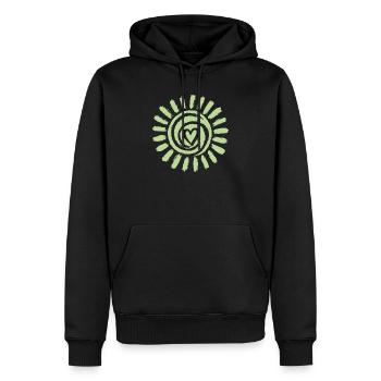Sun Spiral Heart Green - Men’s Premium Organic Hoodie - black - Front - Nico (187cm)