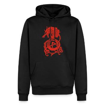 Dragon-loup viking (rouge) - Sweat à capuche Premium bio Homme - noir - Devant - Nico (187cm)