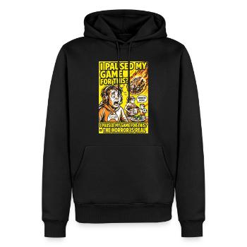 I Paused My Game – Gamer Eltern Horror Humor - Männer Premium Bio Hoodie - Schwarz - Vorne - Nico (187cm)