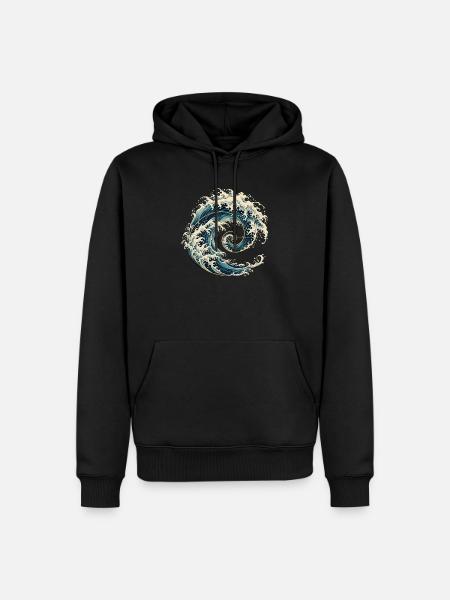 Kanagawa Welle Fibonacci Spirale – Japanische Kuns - Männer Premium Bio Hoodie - Schwarz