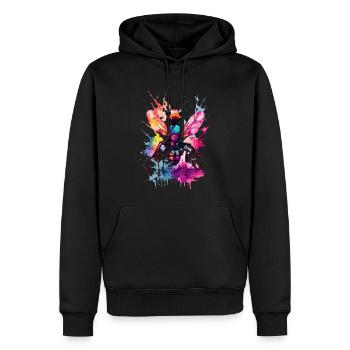 Ameise kühl in Aquarellen. Illustration. Neon - Männer Premium Bio Hoodie - Schwarz - Vorne - Nico (187cm)
