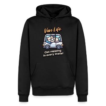 Van life with a cat - Men’s Premium Organic Hoodie - black - Front - Nico (187cm)