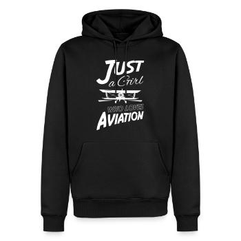 Juste une fille qui aime l’aviation - Sweat à capuche Premium bio Homme - noir - Devant - Nico (187cm)