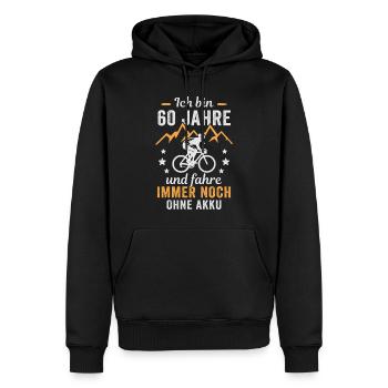 Radfahrer 60. Geburtstag Fahrrad ohne Akku - Männer Premium Bio Hoodie - Schwarz - Vorne - Nico (187cm)