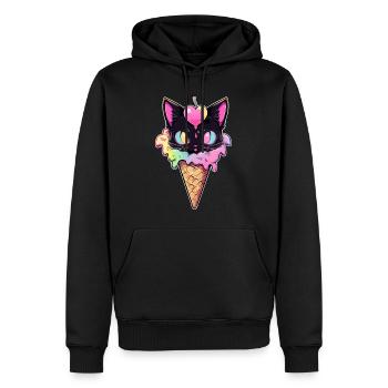 Party Ice-Cream Cat EDM Fête de la Saint-Valentin - Sweat à capuche Premium bio Homme - noir - Devant - Nico (187cm)