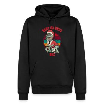 Noël T Rex Dinosaure santasaurus rex noël dino - Sweat à capuche Premium bio Homme - noir - Devant - Nico (187cm)