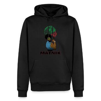 ile martinique cadeau original - Sweat à capuche Premium bio Homme - noir - Devant - Nico (187cm)