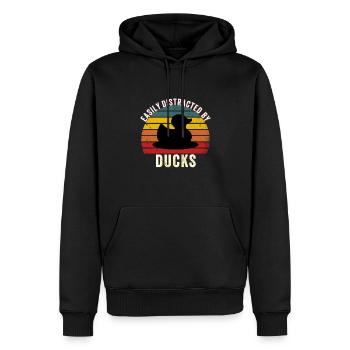 Facilement distrait par les canards, Funny Duck Lovers, - Sweat à capuche Premium bio Homme - noir - Devant - Nico (187cm)