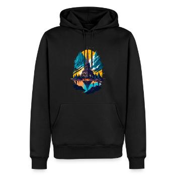 Tour abstraite de Paris - Sweat à capuche Premium bio Homme - noir - Devant - Nico (187cm)