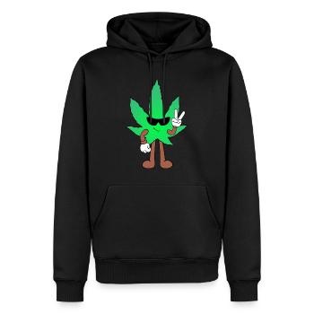 Der Bloom - Weed Cannabis Stoned Hanf Marihuana - Männer Premium Bio Hoodie - Schwarz - Vorne - Nico (187cm)