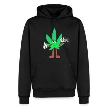 Der Bloom - Weed Cannabis Stoned Hanf Marihuana - Männer Premium Bio Hoodie - Schwarz - Vorne - Nico (187cm)