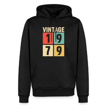 cadeau anniversaire homme amie femme original 1979 - Sweat à capuche Premium bio Homme - noir - Devant - Nico (187cm)