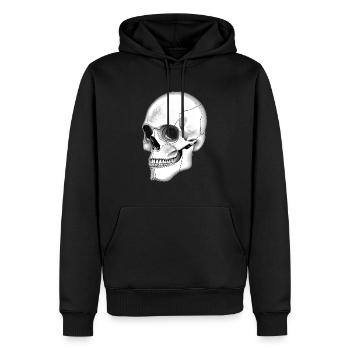 Totenschädel Skull Totenkopf seitliche Grafik - Männer Premium Bio Hoodie - Schwarz - Vorne - Nico (187cm)