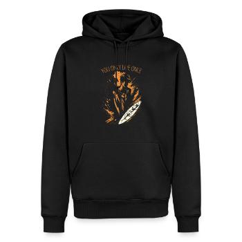 YOLO - Männer Premium Bio Hoodie - Schwarz - Vorne - Nico (187cm)