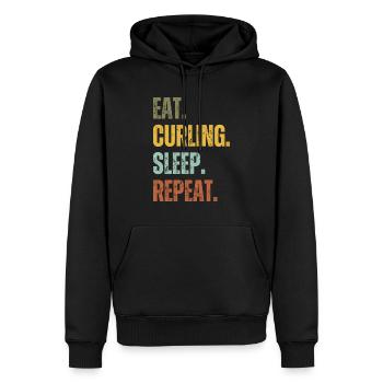EAT CURLING SLEEP REPEAT - Men’s Premium Organic Hoodie - black - Front - Nico (187cm)