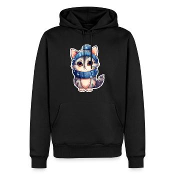 Chatons des neiges - Sweat à capuche Premium bio Homme - noir - Devant - Nico (187cm)
