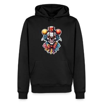 Clown d’horreur / Cirque / Drôle / Spectacle / Halloween - Sweat à capuche Premium bio Homme - noir - Devant - Nico (187cm)
