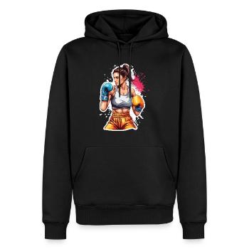 Boxer / Sport / Kampf / Arena / Boxring / Fäuste - Männer Premium Bio Hoodie - Schwarz - Vorne - Nico (187cm)