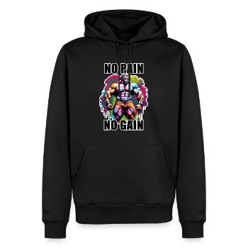 Bodybuilder / Sports / Fitness / Singe / Muscles - Sweat à capuche Premium bio Homme - noir - Devant - Nico (187cm)
