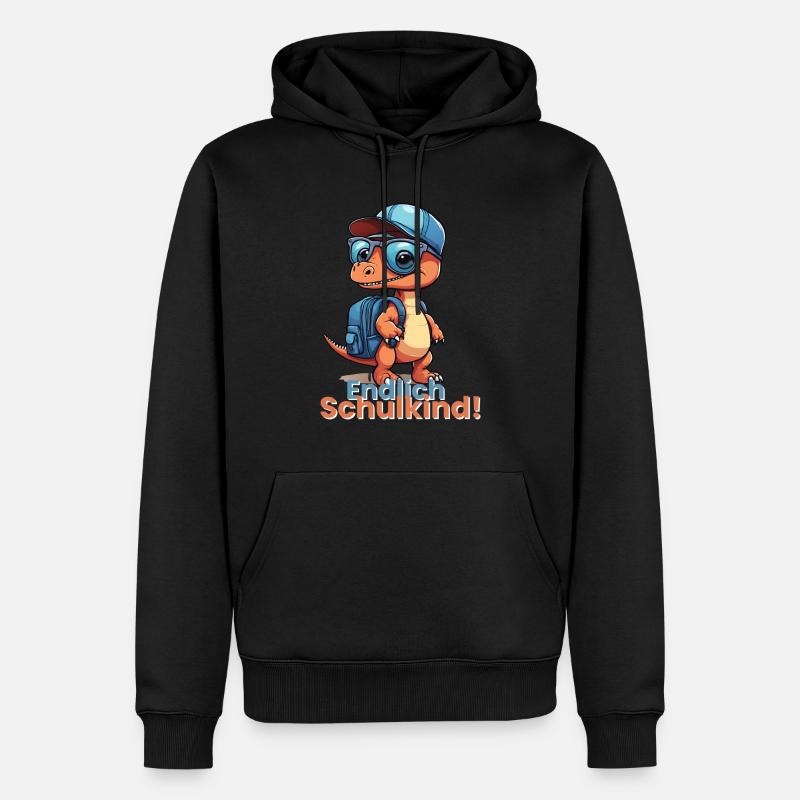 Endlich Schulkind Schulstart Schulanfang Spruch - Männer Premium Bio Hoodie - Schwarz