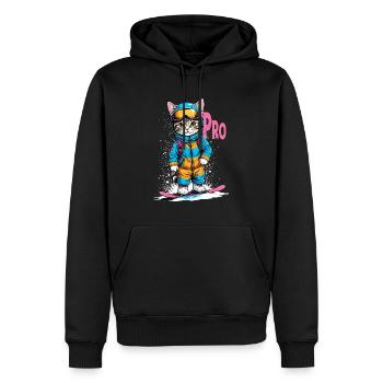 Snowboarding Kitty Pro - Männer Premium Bio Hoodie - Schwarz - Vorne - Nico (187cm)