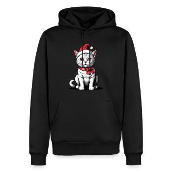 Chat de Noël Père Noël Chat Chat Chat Cadeau - Sweat à capuche Premium bio Homme - noir - Devant - Nico (187cm)