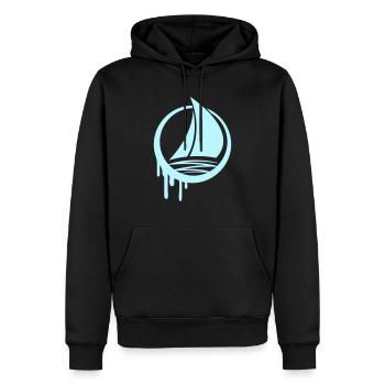 voilier équipage rond logo chute graffiti icône - Sweat à capuche Premium bio Homme - noir - Devant - Nico (187cm)