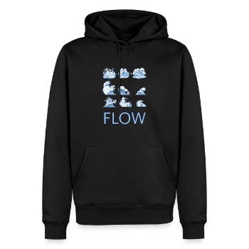 FLOW – Japanisches Wellen-Design - Beach - Männer Premium Bio Hoodie - Schwarz - Vorne - Nico (187cm)