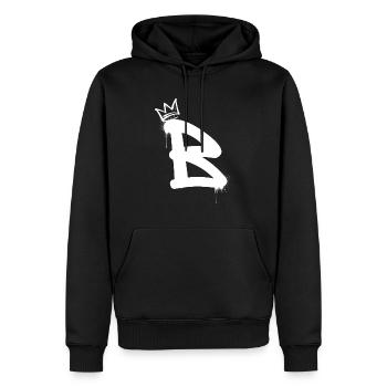 B - Men’s Premium Organic Hoodie - black - Front - Nico (187cm)