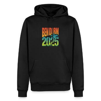 Benidorm 2025 - Männer Premium Bio Hoodie - Schwarz - Vorne - Nico (187cm)