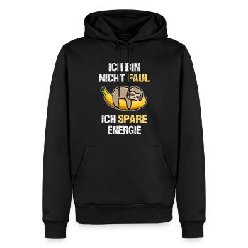 Faultier spart Energie - Männer Premium Bio Hoodie - Schwarz - Vorne - Nico (187cm)