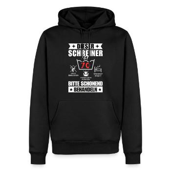 Dieser Schreiner ist 70. Schonend behandeln - Männer Premium Bio Hoodie - Schwarz - Vorne - Nico (187cm)
