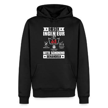 Dieser Ingenieur ist 65. Schonend behandeln - Männer Premium Bio Hoodie - Schwarz - Vorne - Nico (187cm)