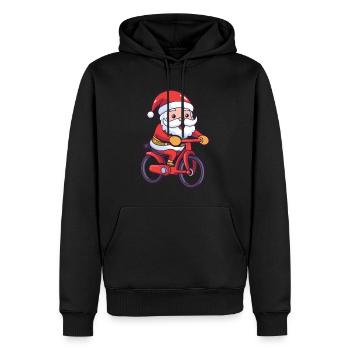 Père Noël vélo Noël - Sweat à capuche Premium bio Homme - noir - Devant - Nico (187cm)