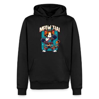 Arts martiaux mixtes Miaou Thaï Muay Thai Cat - Sweat à capuche Premium bio Homme - noir - Devant - Nico (187cm)