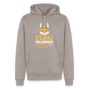 Crypto Floki Millionaire Loading Design - Männer Premium Bio Hoodie - Taupe - Vorne - Nico (187cm)
