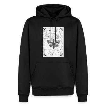 Goth Death Moth Sacred Geometry - Moon Okkult Dark - Männer Premium Bio Hoodie - Schwarz - Vorne - Nico (187cm)