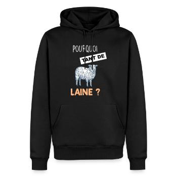 Pourquoi Tant De Laine Humour Mouton - Sweat à capuche Premium bio Homme - noir - Devant - Nico (187cm)