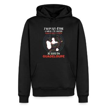 Guadeloupe je t'aime citation homme femme Gwada - Sweat à capuche Premium bio Homme - noir - Devant - Nico (187cm)