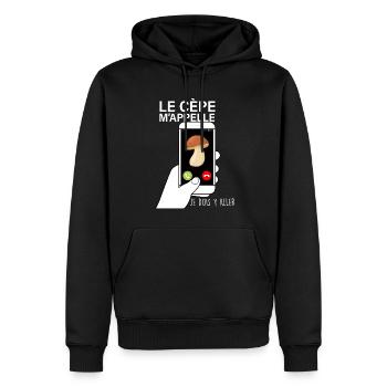 Citation cèpe champignons cueillette - Sweat à capuche Premium bio Homme - noir - Devant - Nico (187cm)