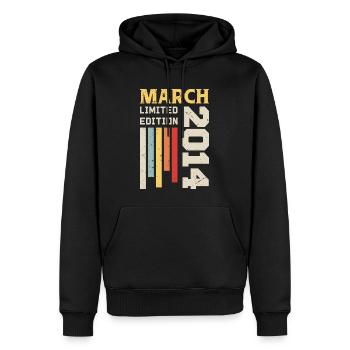 Mars 2014 - Cadeau anniversaire Mars 2014 Mars - Sweat à capuche Premium bio Homme - noir - Devant - Nico (187cm)