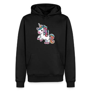Regenbogen-Einhorn - Männer Premium Bio Hoodie - Schwarz - Vorne - Nico (187cm)