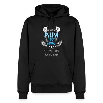 Papa Trop Génial C'est Le Notre Cadeau Des Enfants - Sweat à capuche Premium bio Homme - noir - Devant - Nico (187cm)