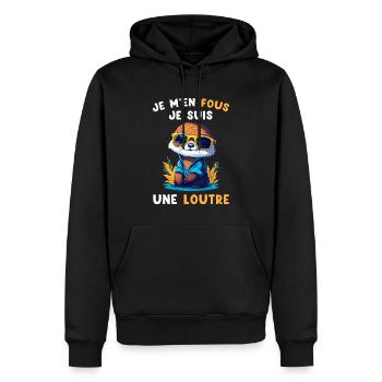 Je M'en Fous Je Suis Une Loutre Cadeau - Männer Premium Bio Hoodie - Schwarz - Vorne - Nico (187cm)