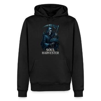 Faucheuse Moissonneur d’âmes - Sweat à capuche Premium bio Homme - noir - Devant - Nico (187cm)